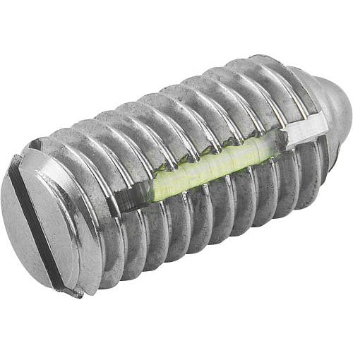 KIPP K0324.AJ SPRING PLUNGER STANDARD SPRING FORCE, WITH THREAD LOCK D=1/4-28 L=14, STAINLESS STEEL, COMP:PIN STAINLESS STEEL, PU=10 Fashion
