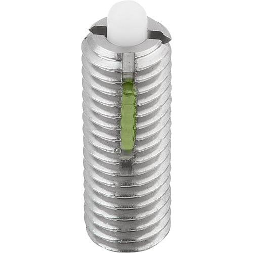 KIPP K0330.A2 SPRING PLUNGER STANDARD SPRING FORCE D=1/4-20 L=20, STAINLESS STEEL, WITH THREAD LOCK, COMP:PIN POM, PU=5 Online now