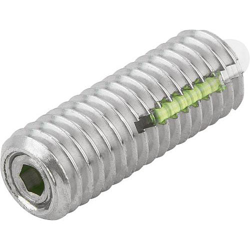 KIPP K0330.16 SPRING PLUNGER STANDARD SPRING FORCE D=M16 L=32, STAINLESS STEEL, WITH THREAD LOCK, COMP:PIN POM, PU=5 Online Hot Sale