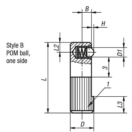 KIPP K0374.112 LATERAL SPRING PLUNGER SPRING FORCE, SINGLE SIDED, D=12 L=35, FORM:B, FREE-CUTTING STEEL, COMP:POLYACETAL Online now