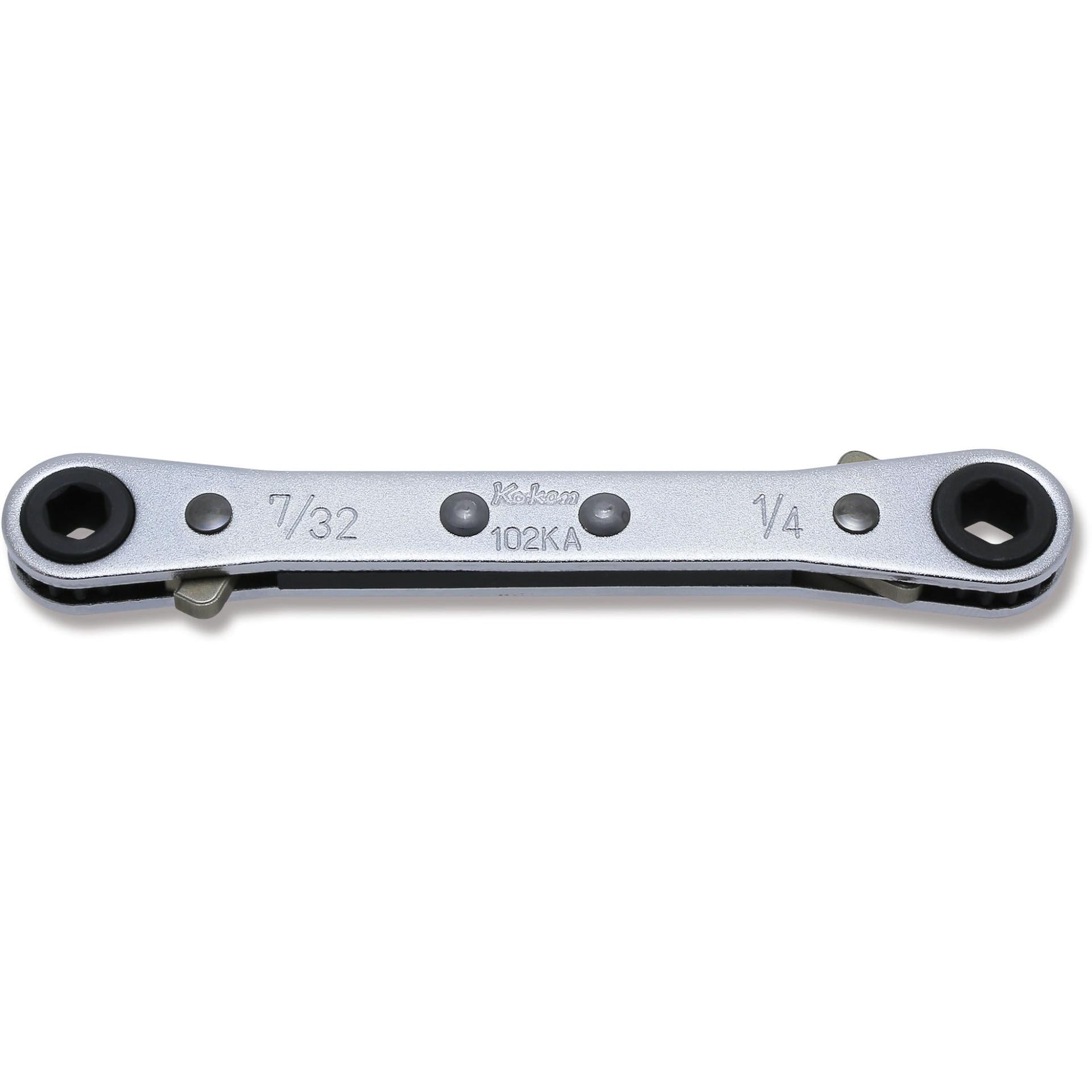 Ko-ken 102KA-7/32×1/4 Ratcheting Ring Wrench  7/32×1/4 6 point Length 108mm Reversible on Sale