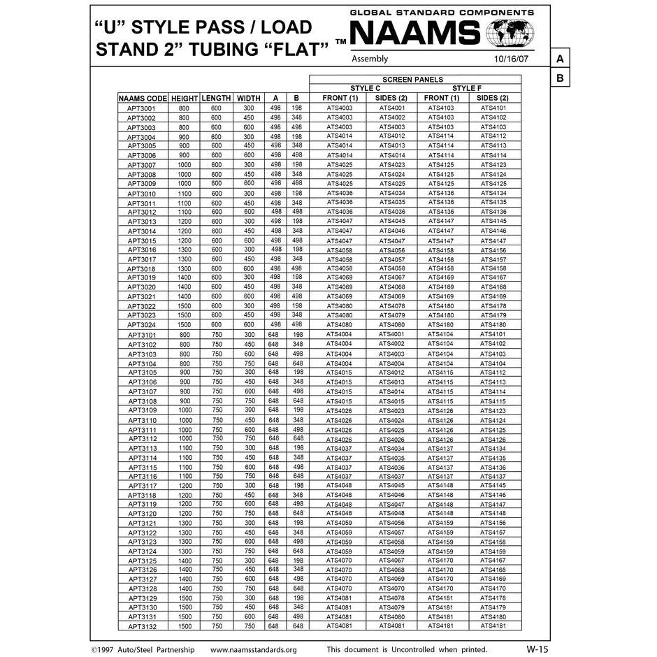 NAAMS “U” Style Stand APT3001 THRU APT3856 Online now