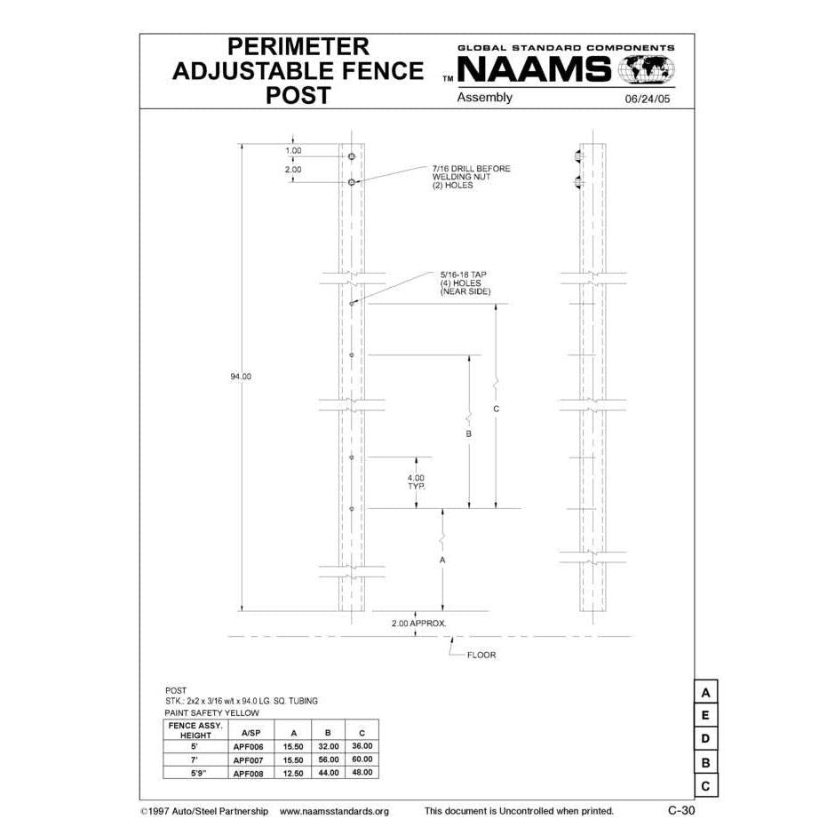 NAAMS Adjustable Fence Post APF006 Fashion