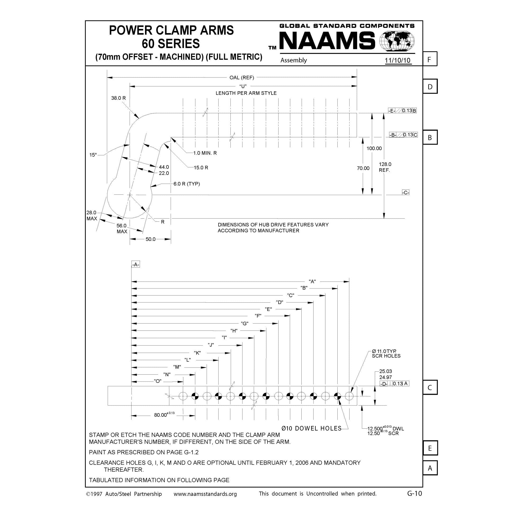 NAAMS ACA3034-25-22-10-P Power Clamp Arm – Customized ACA034M with 10mm Dowel Holes on Sale