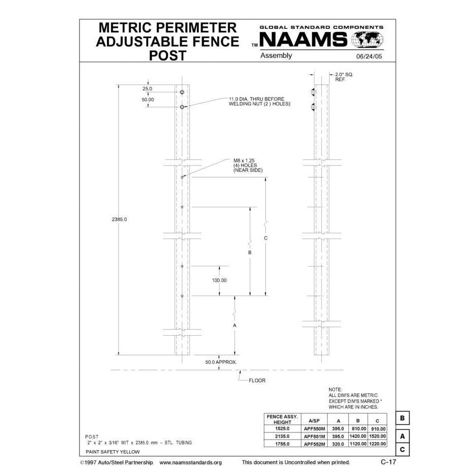 NAAMS Adjustable Fence Post APF551M Online Hot Sale