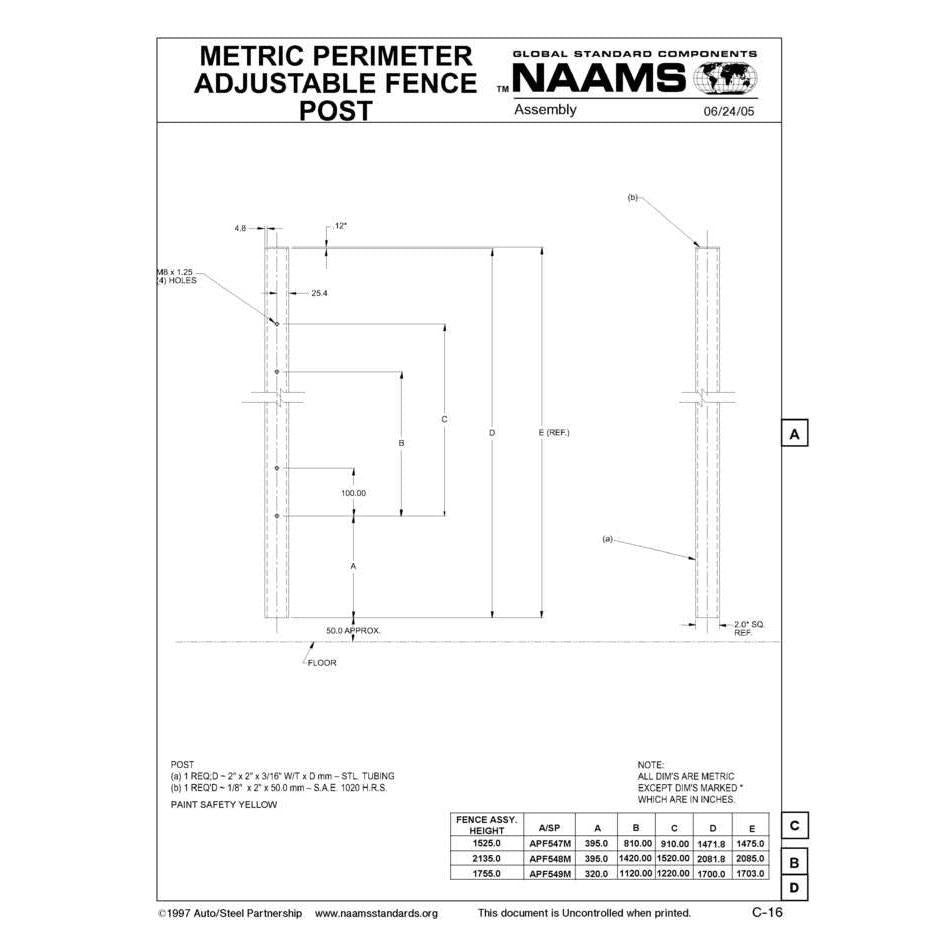 NAAMS Adjustable Fence Post APF548M Sale