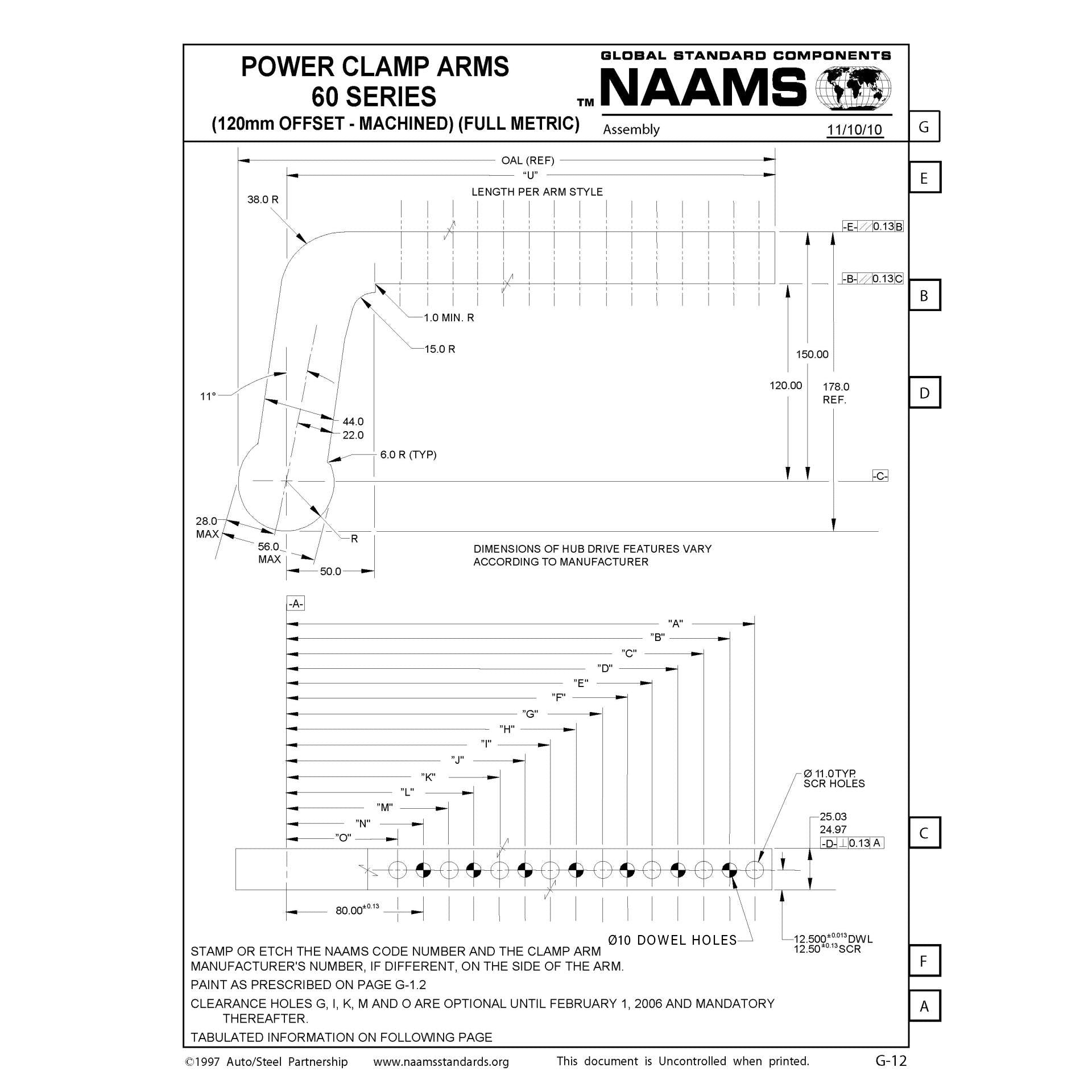 NAAMS ACA3044-25-22-10-P Power Clamp Arm – Customized ACA044M with 10mm Dowel Holes Sale
