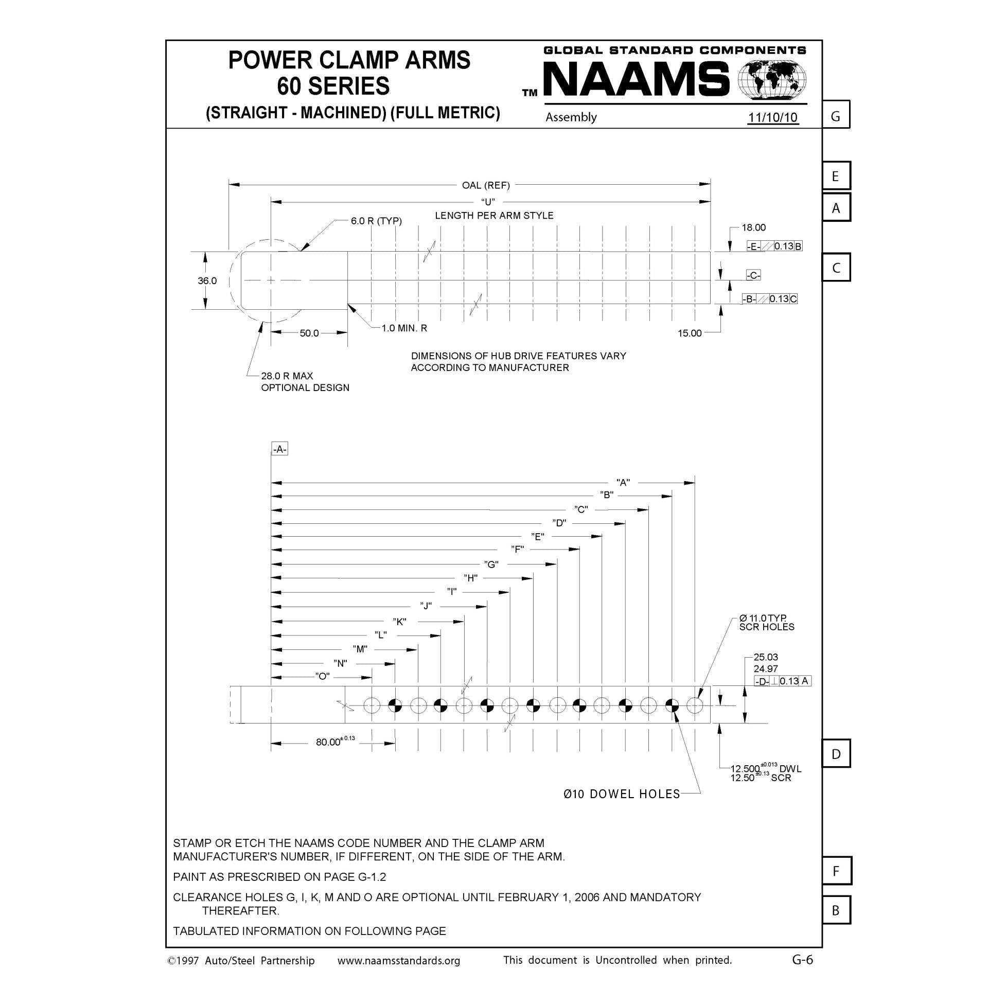 NAAMS ACA3011-25-22-10-P Power Clamp Arm – Customized ACA011M with 10mm Dowel Holes Online now