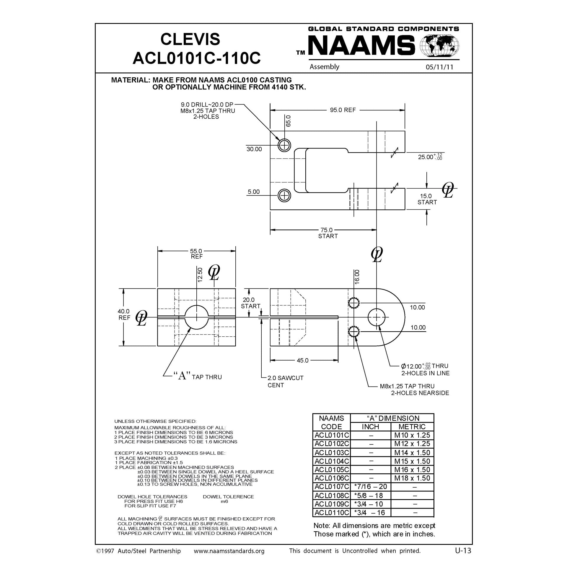 NAAMS Clevis Assembly ACL0104A Online Hot Sale