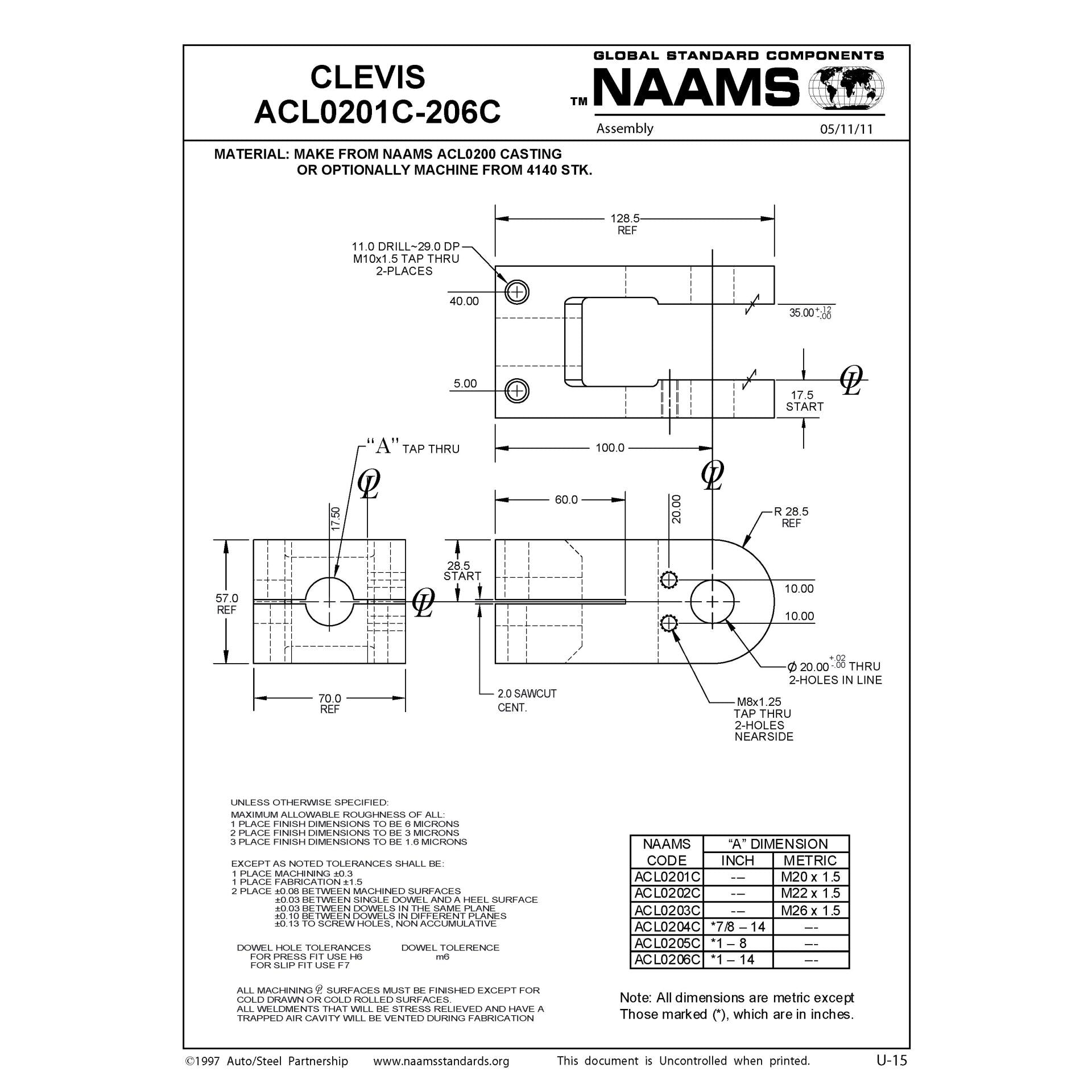 NAAMS Clevis Assembly ACL0205A Discount
