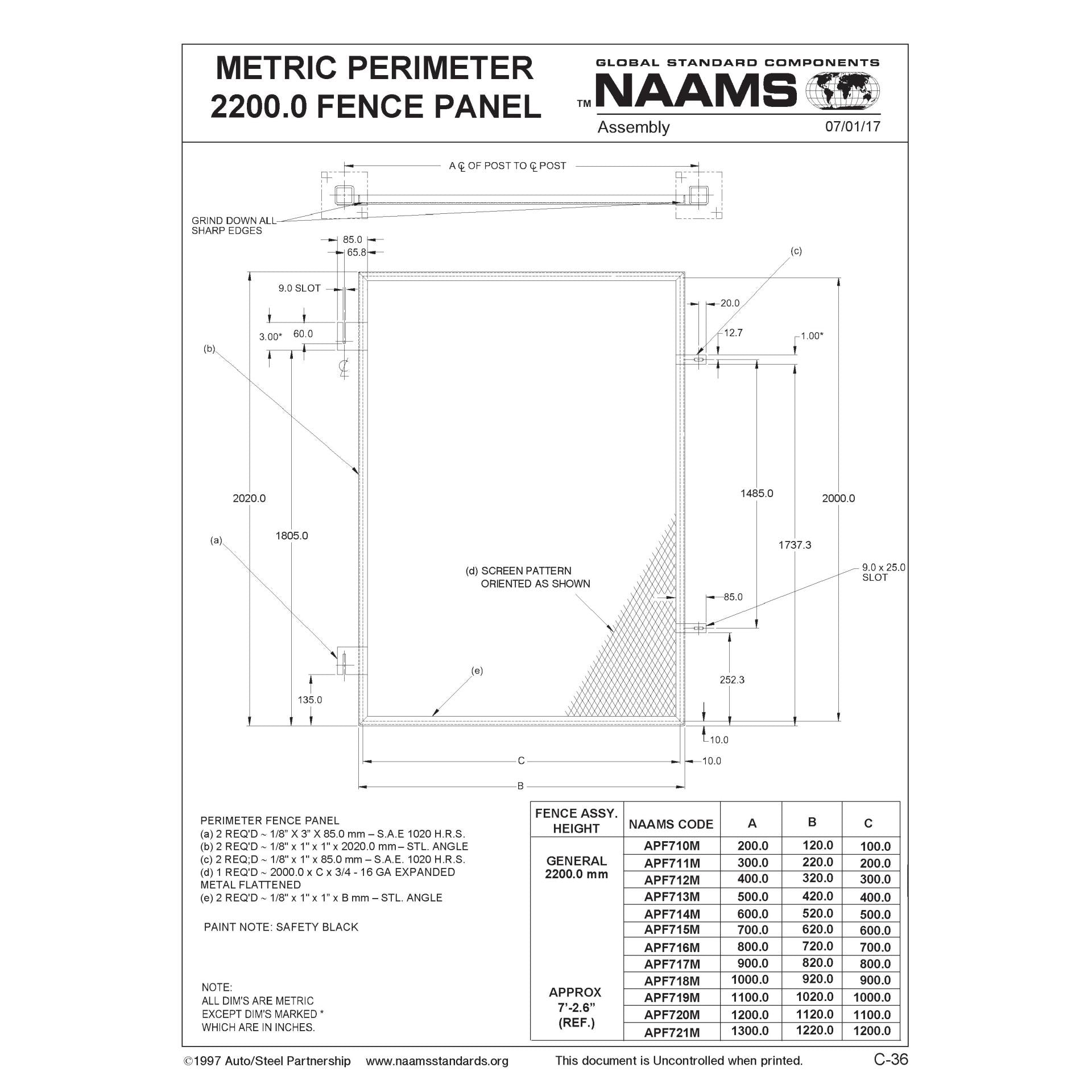 NAAMS Fence Panel APF718M Online Sale