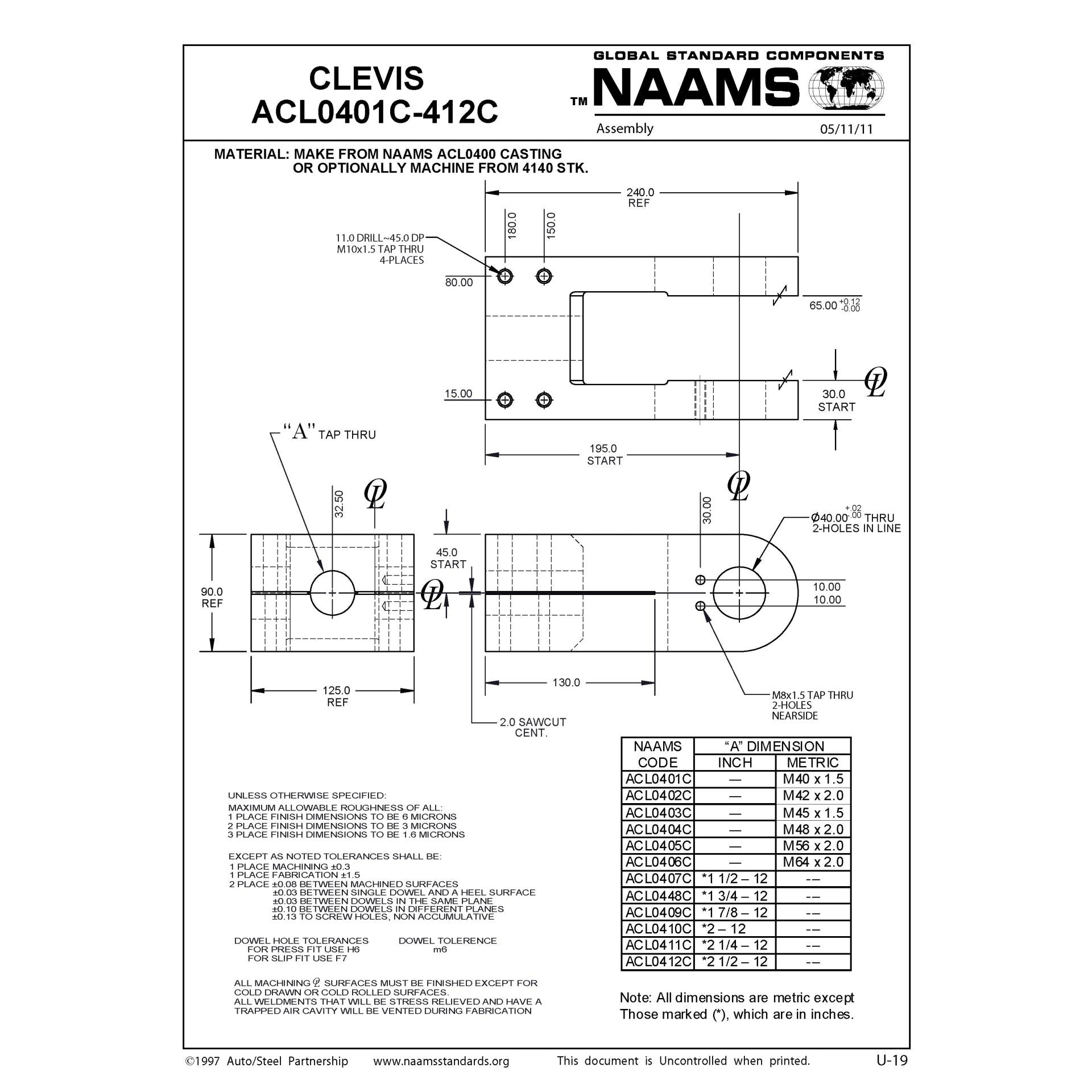 NAAMS Clevis Assembly ACL0404A Online Sale
