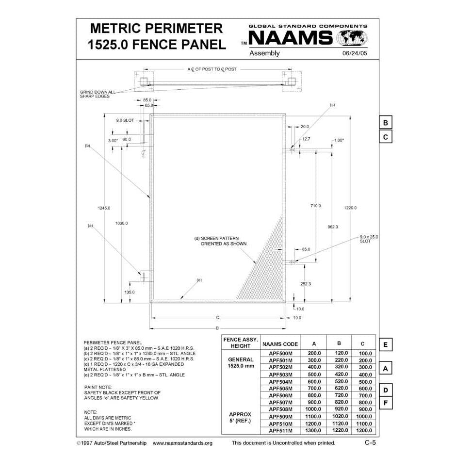 NAAMS Metric Fence Panel APF507M Discount