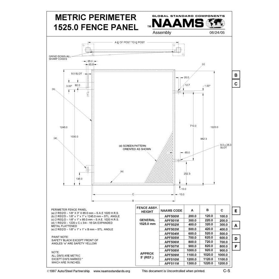 NAAMS Metric Fence Panel APF501M Hot on Sale