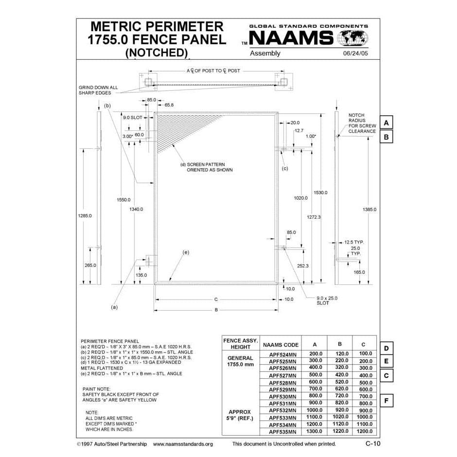 NAAMS Metric Fence Panel APF532MN Fashion