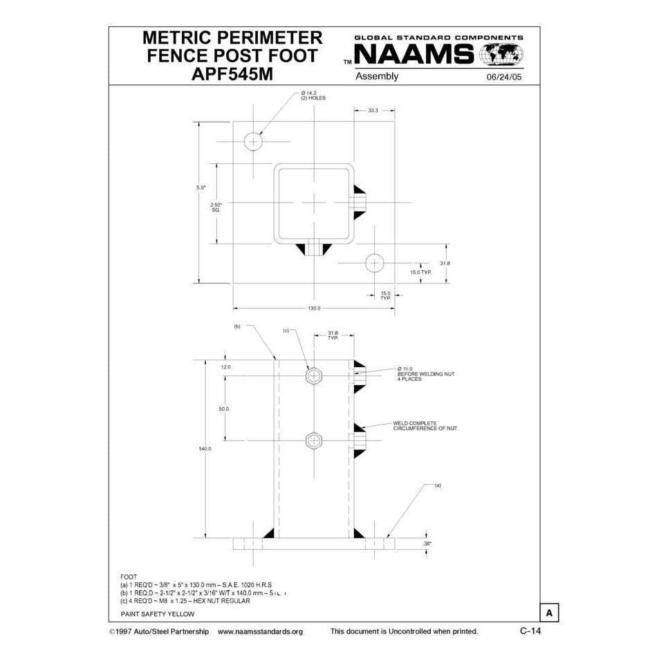 NAAMS Metric Fence Post Foot APF546M Supply