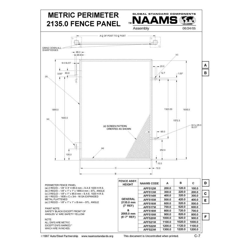 NAAMS Metric Fence Panel APF513M on Sale