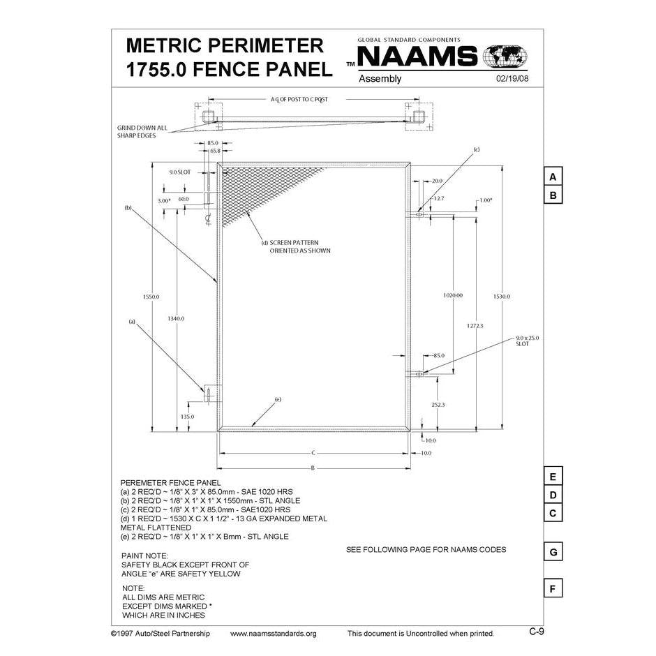 NAAMS Metric Fence Panel APF639M Hot on Sale
