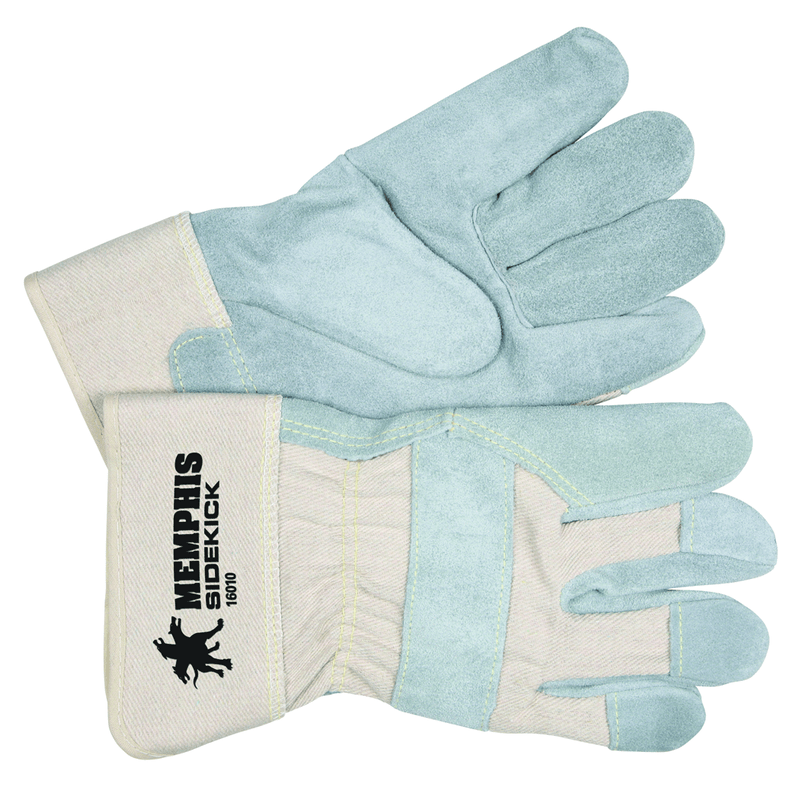 Memphis KB5116010M ?Sidekick Gloves – Select Side Split Leather – White Back – 2-1/2" Safety Cuff – Size Medium Fashion