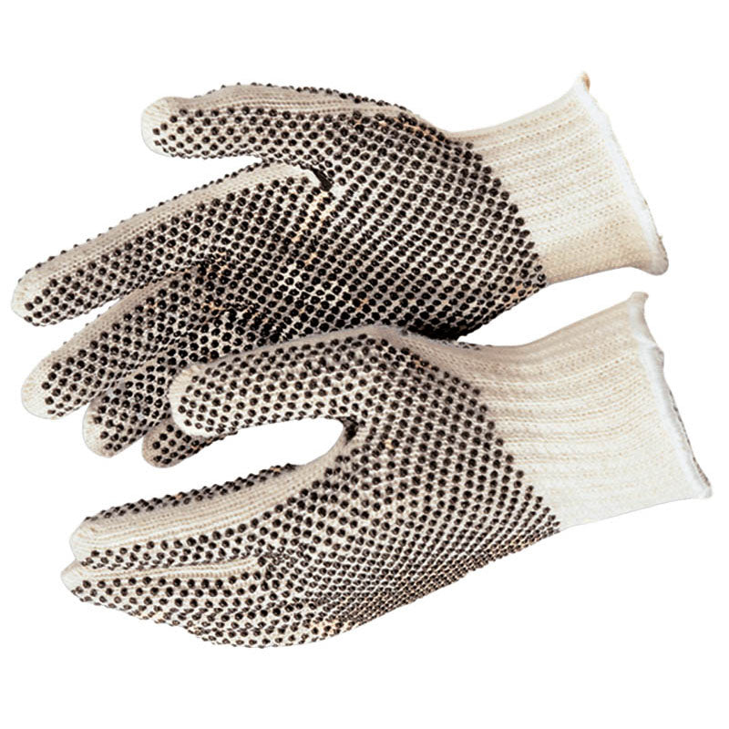 Memphis KB519668L 7 Gauge Regular Weight Gloves – Natural 60% Cotton/ 40% Polyester – PVC Dots 2 Sides – Size Large Sale