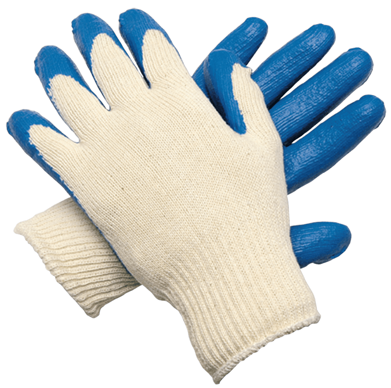 Memphis KB519682 10 Gauge Gloves – Cotton/Polyester Shell -Blue Latex Coated Palm & Fingertips – Size Large Hot on Sale