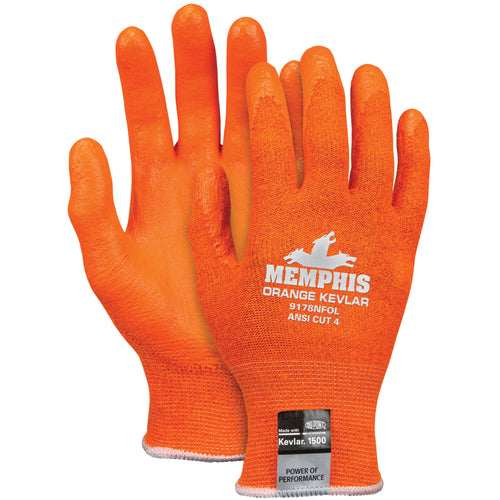 Memphis KB519178NFOM MCR Safety Cut Pro Glove – 13 Gauge Orange Kevlar/Synthetic – Nitrile Foam Coated Palm – Size Medium Sale