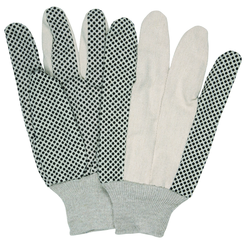 Memphis KB51DG Dotted Cotton Canvas Glove – 8 oz. Regular Weight – Black PVC Dots – Knit Wrist – Size Large Online now