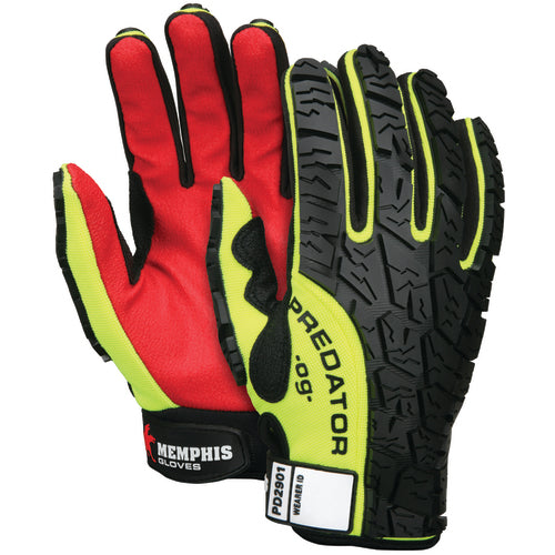 Memphis KB51PD2901XL Predator MultiTask Gloves – Textured PVC Coated Synthetic Palm – High Visibility Spandex Back – Back of Hand Impact Protection – Size X-Large Online Hot Sale