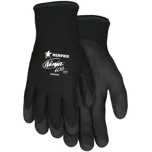 Memphis KB51N9690XL Ninja Ice Gloves – 15 Gauge Black Nylon – Acrylic Terry Inner -HPT Palm and Fingertips – Size X-Large Online Hot Sale