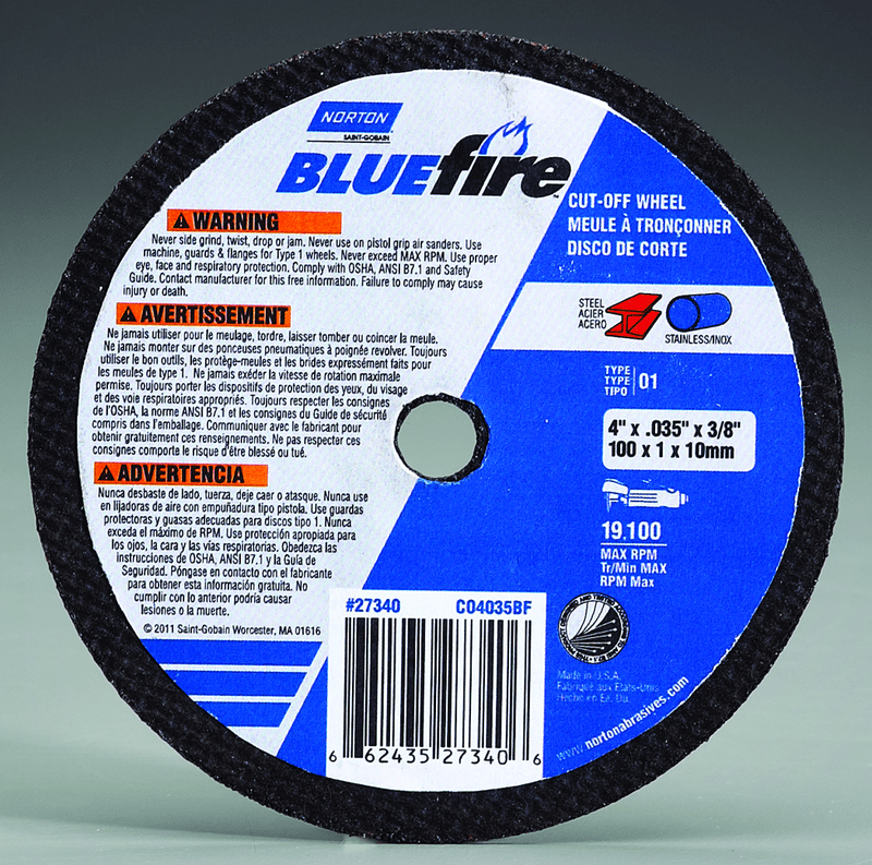 Norton Abrasives MH60040043212 4-1/2 x 1/8 x 7/8″ – Zirconia Alumina/Aluminum Oxide Bluefire – Depressed Center Wheel Online