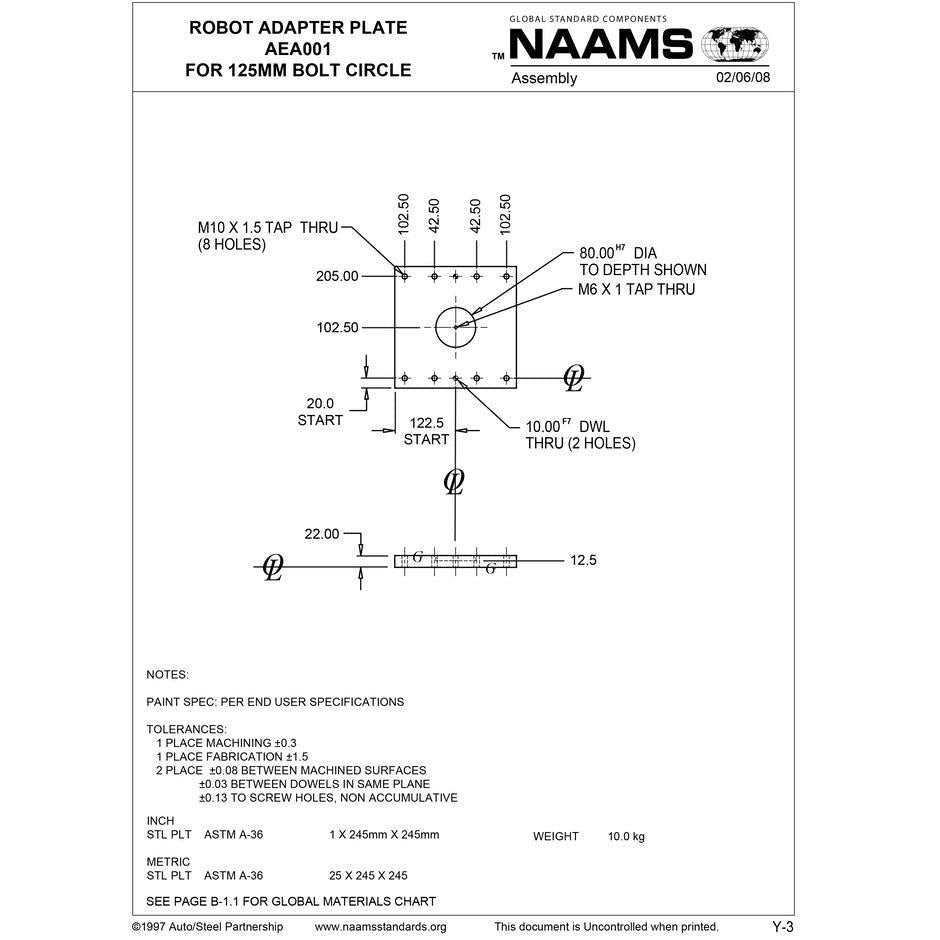 NAAMS Robot Adapter Plate AEA001 Supply