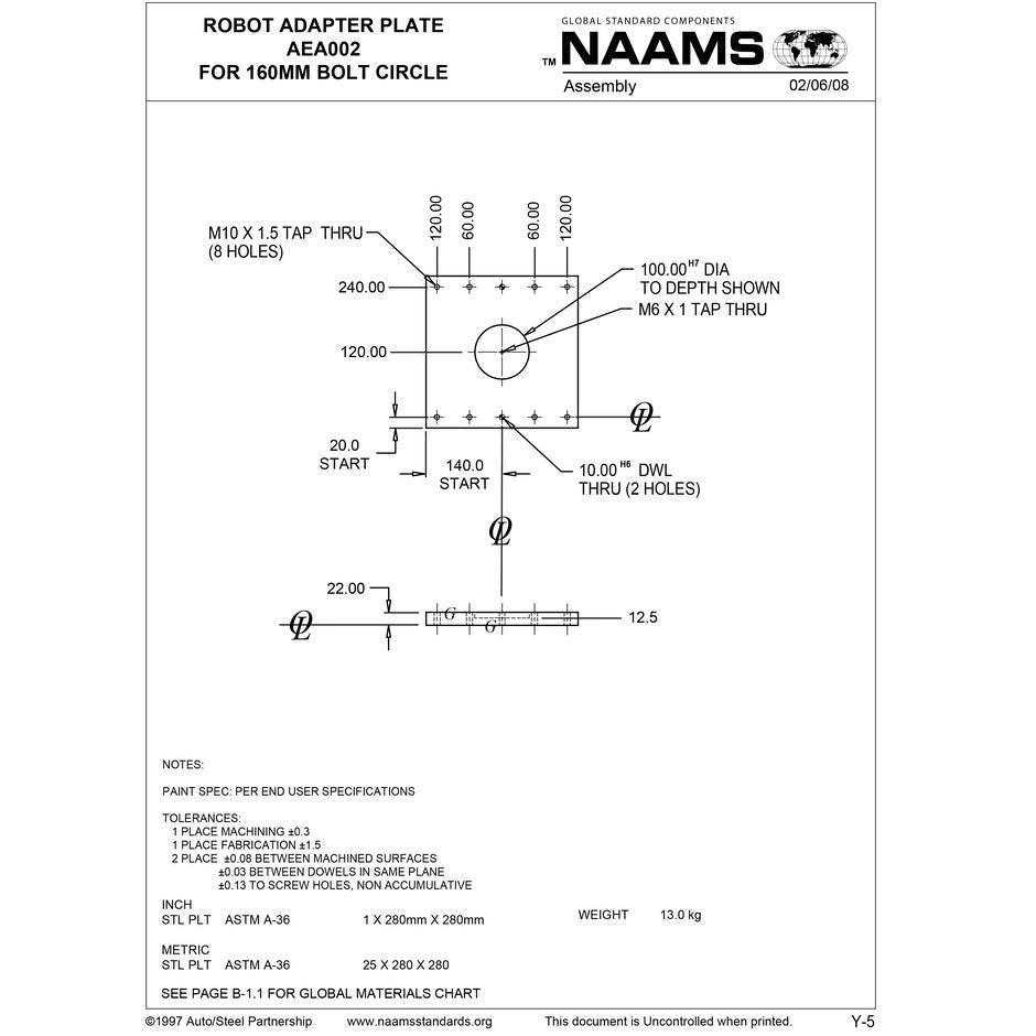 NAAMS Robot Adapter Plate AEA002 Supply