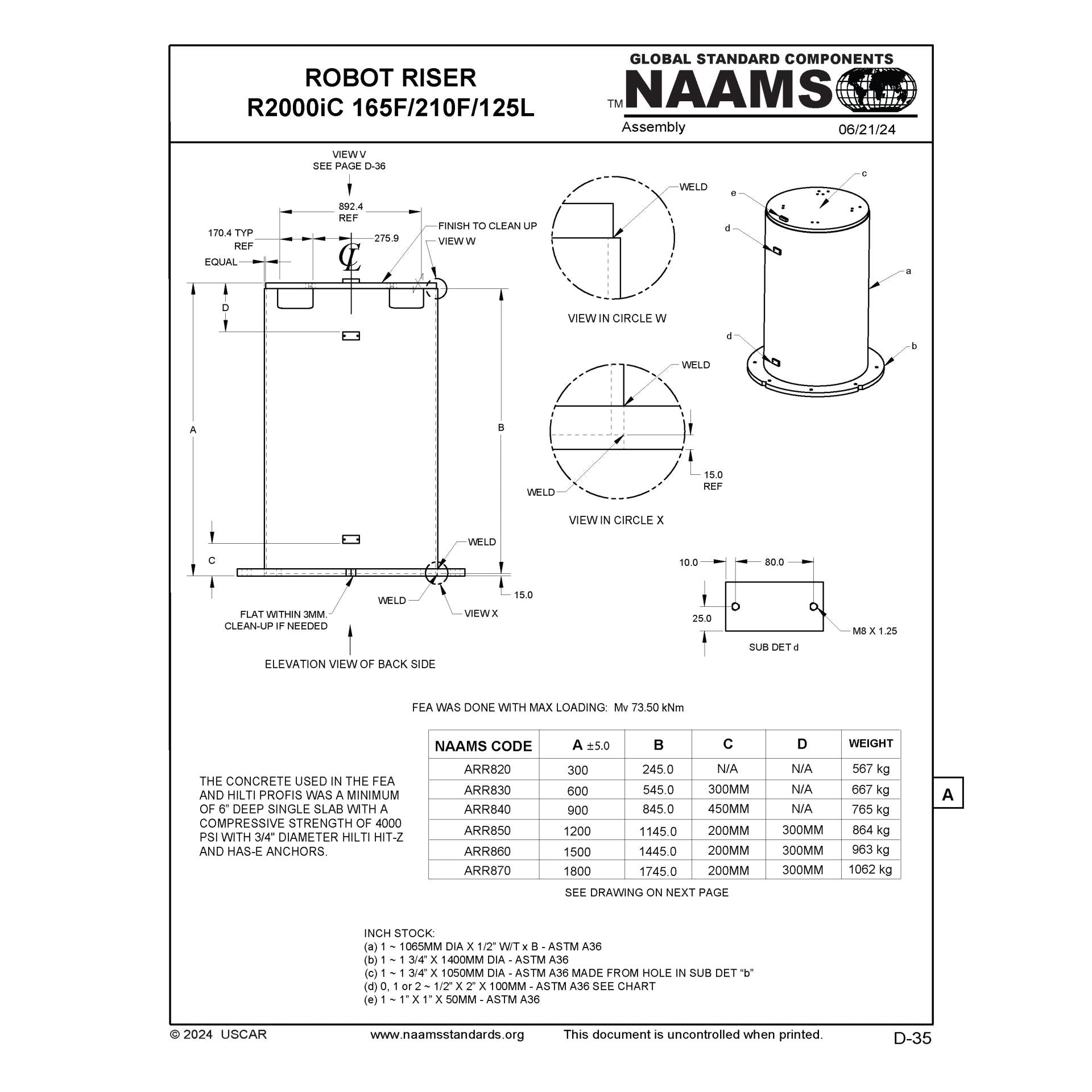 NAAMS Robot Riser ARR830 R2000iC 165F/210F/125L Supply