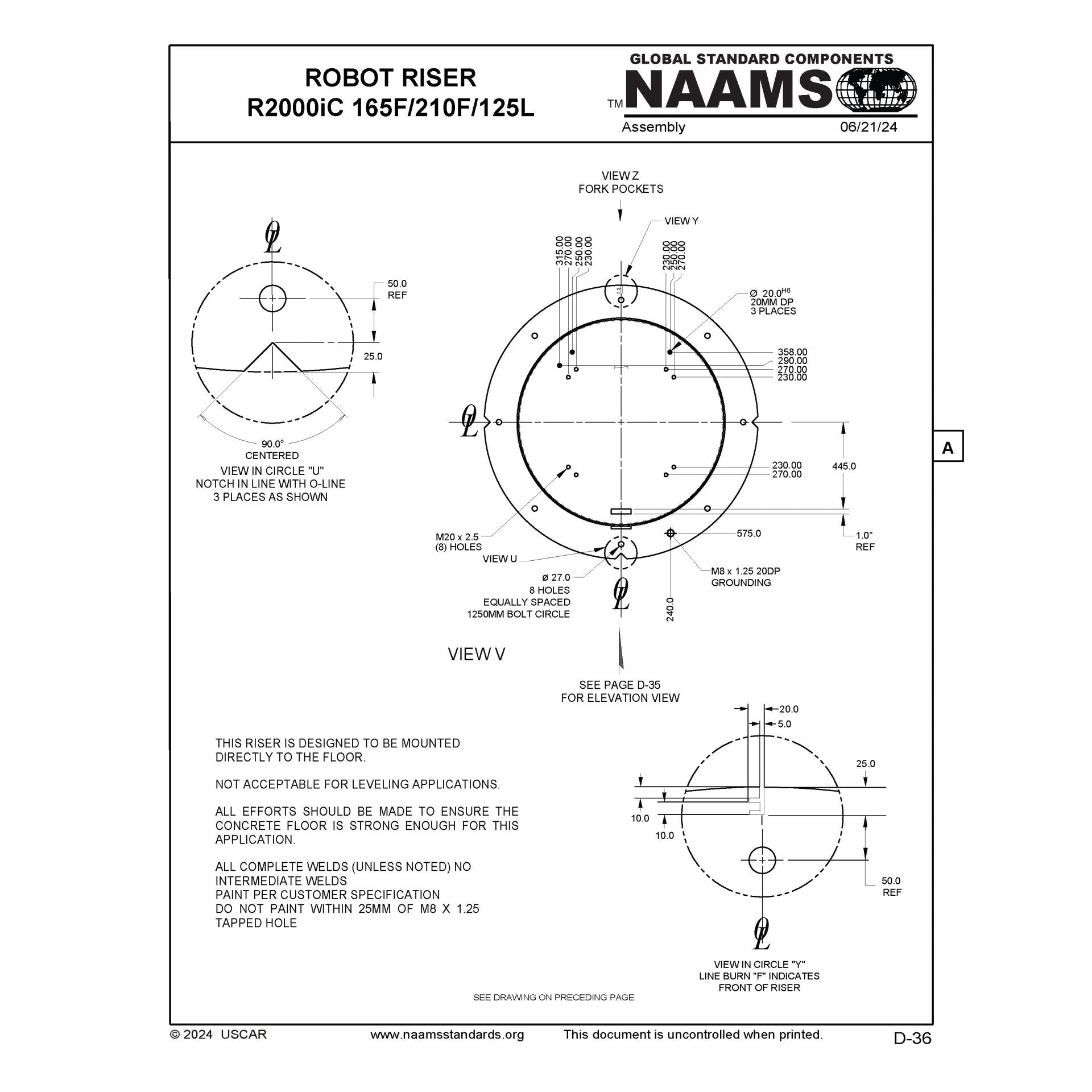 NAAMS Robot Riser ARR830 R2000iC 165F/210F/125L Supply