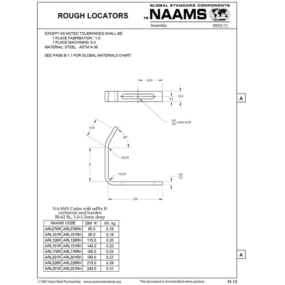 NAAMS Rough Locator ARL076R L-Shape Inside Bend Sale