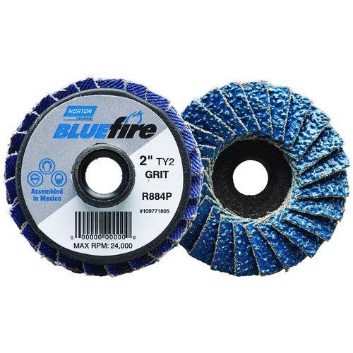 Norton Abrasives MH61D0290177 2" BlueFire Plastic Flat Mini Flap Disc TS (Type II) Type 27 P60 Grit R884P1 Zirconia Alumina Online now