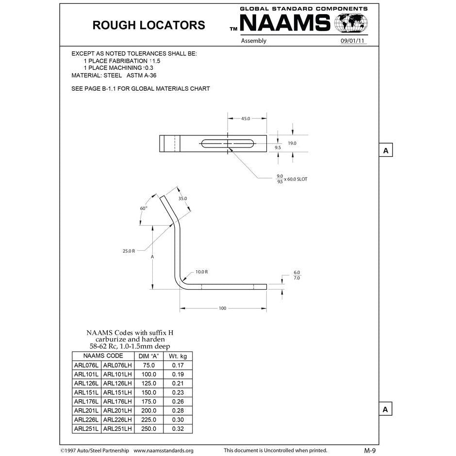NAAMS Rough Locator ARL226L L-Shape Outside Bend Fashion