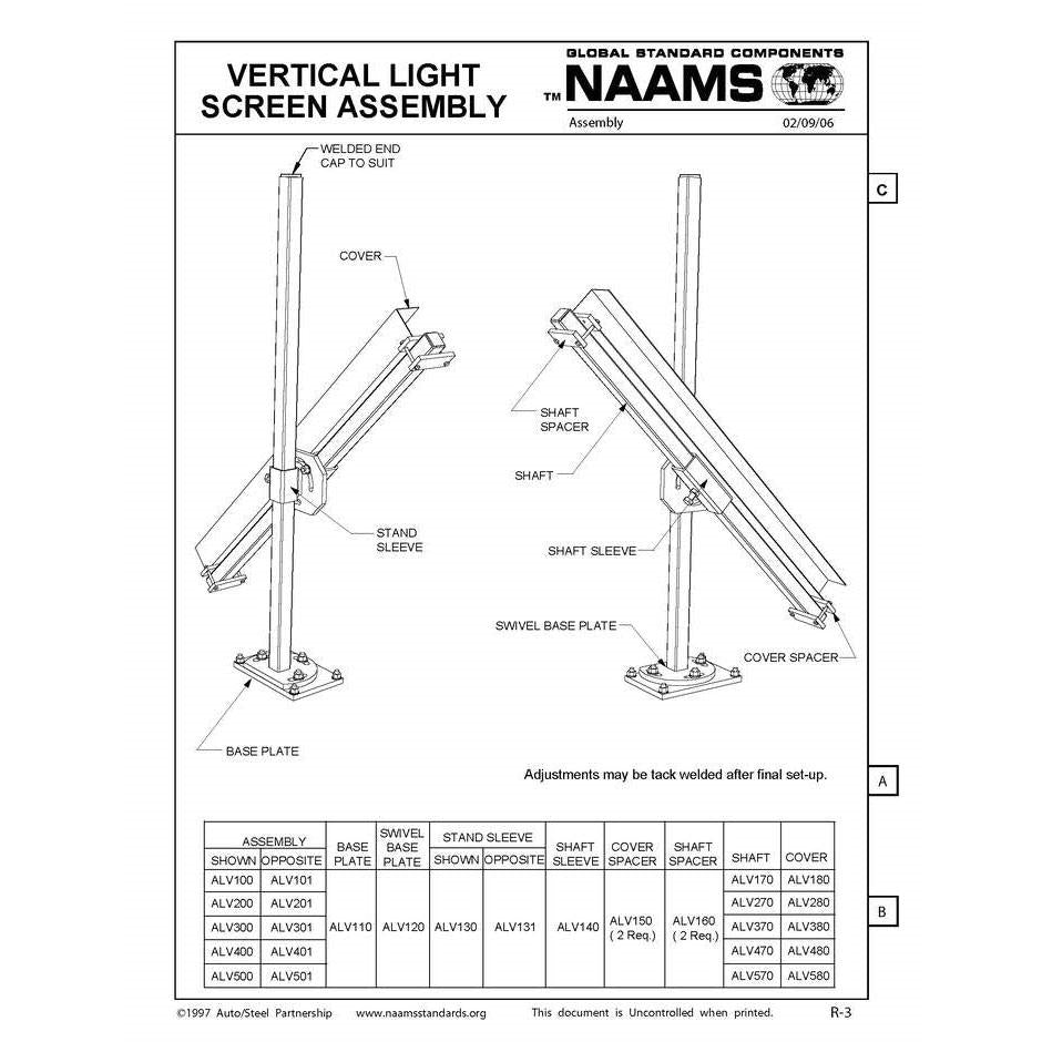 NAAMS Vertical Light Screen Assembly ALV100 Sale
