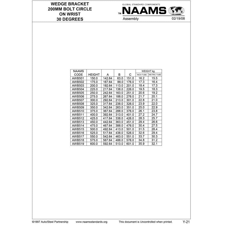 NAAMS Wedge Bracket AWB502 Fashion